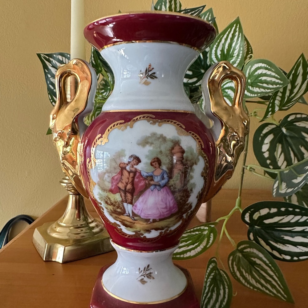 Limoges Red and Gold Decorative Vase